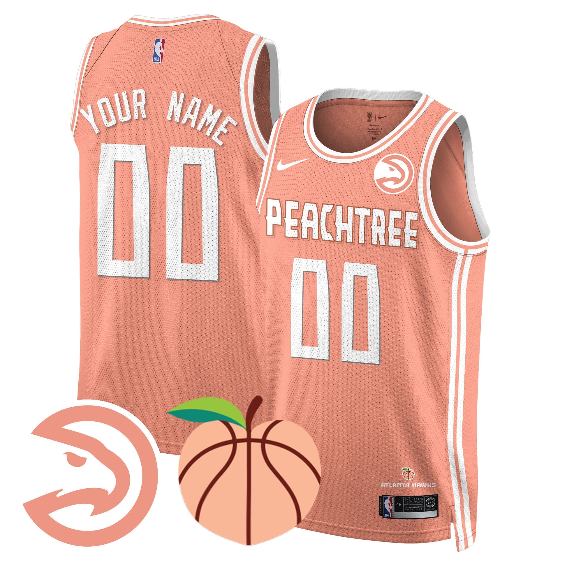 Atlanta Hawks “Peachtree” City Edition Custom Jersey - All Stitched