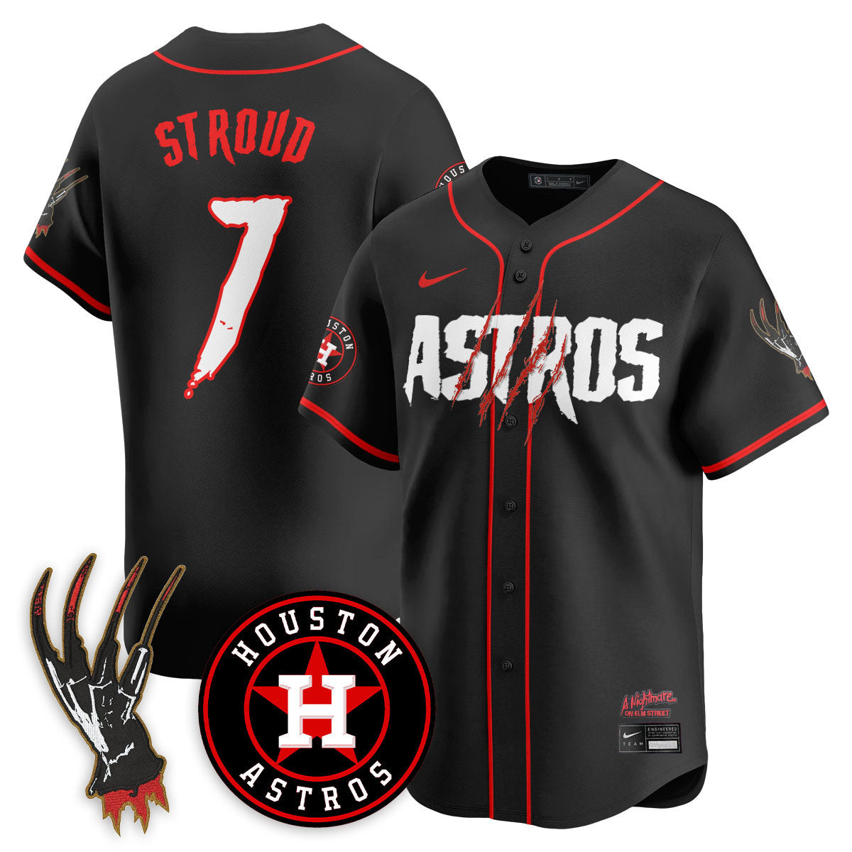 Men's Houston Astros "A Nightmare on Elm Street" Jersey - Stitched