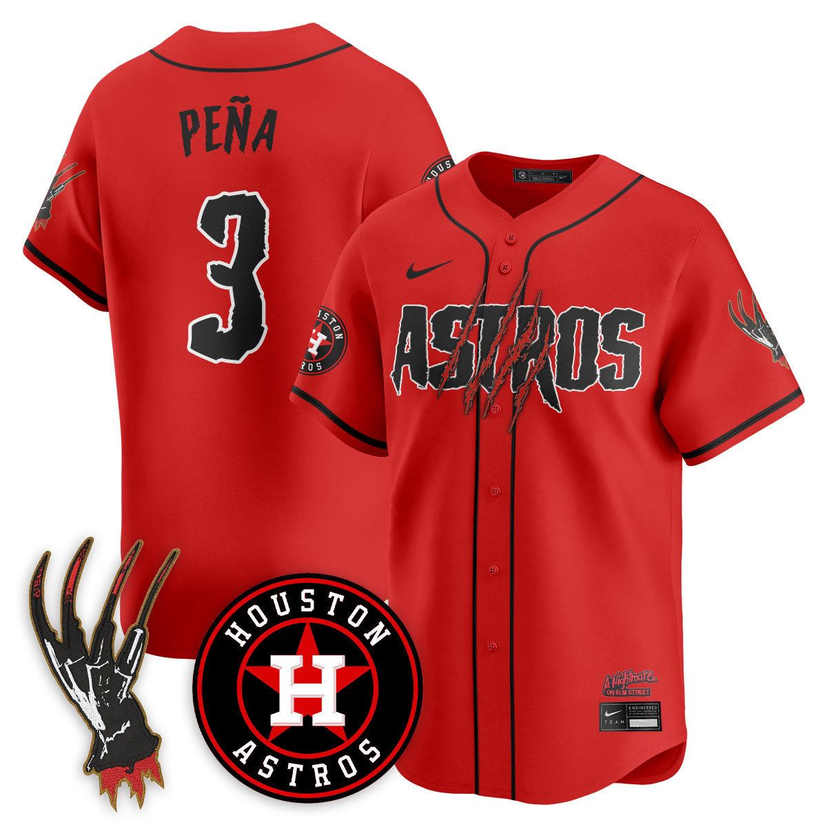 Men's Houston Astros "A Nightmare on Elm Street" Jersey - Stitched