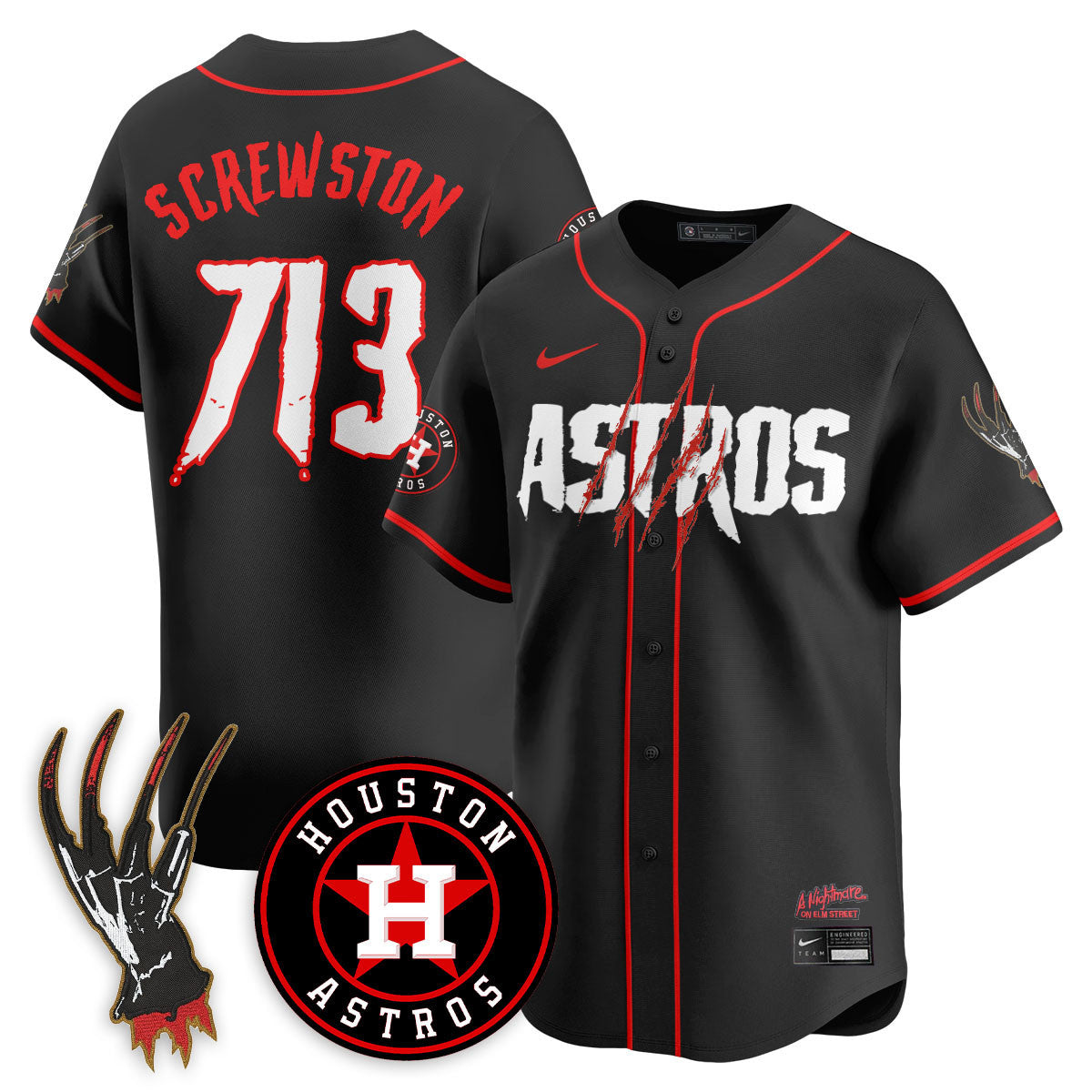 Men's Houston Astros "A Nightmare on Elm Street" Jersey - Stitched