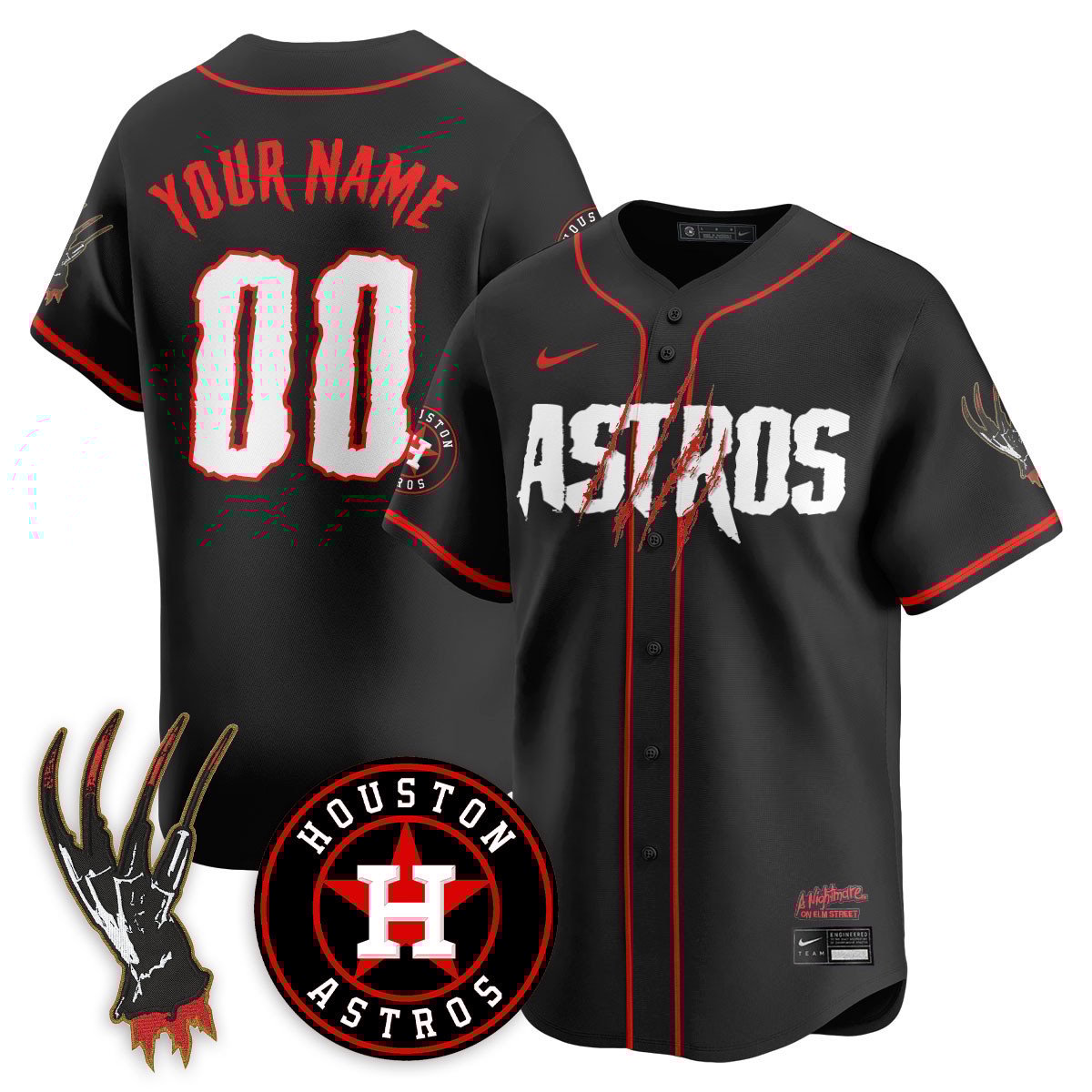 Men's Houston Astros "A Nightmare on Elm Street" Jersey - Stitched