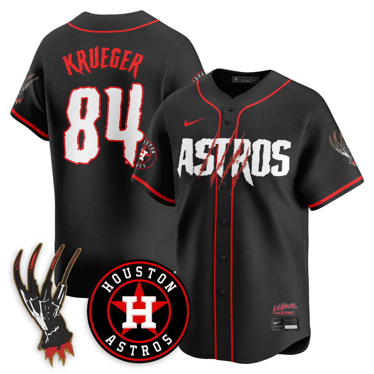 Men's Houston Astros "A Nightmare on Elm Street" Jersey - Stitched