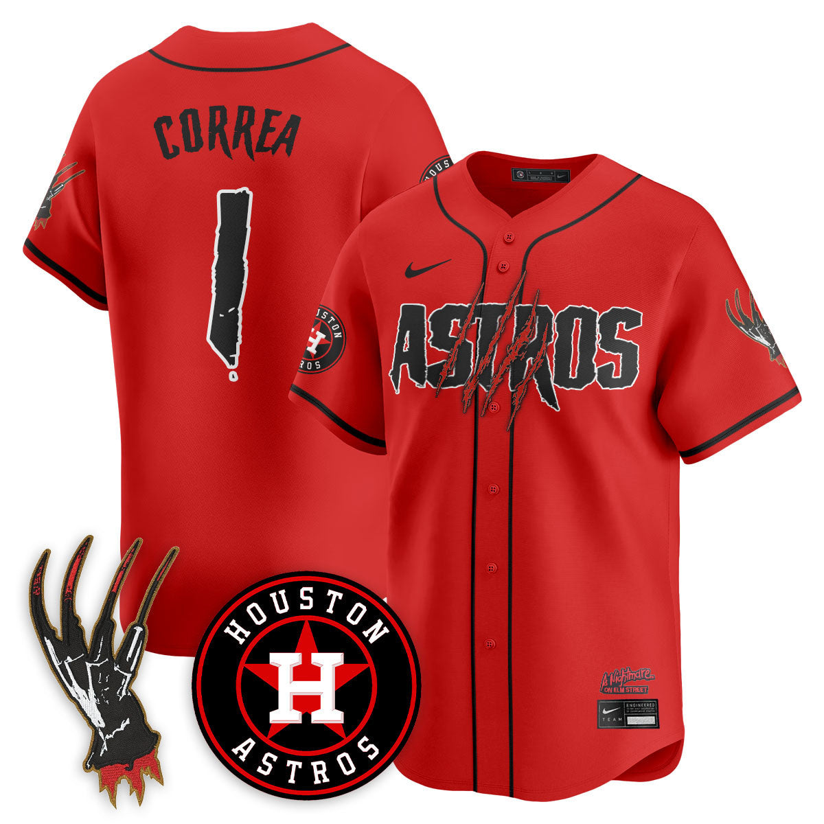 Men's Houston Astros "A Nightmare on Elm Street" Jersey - Stitched