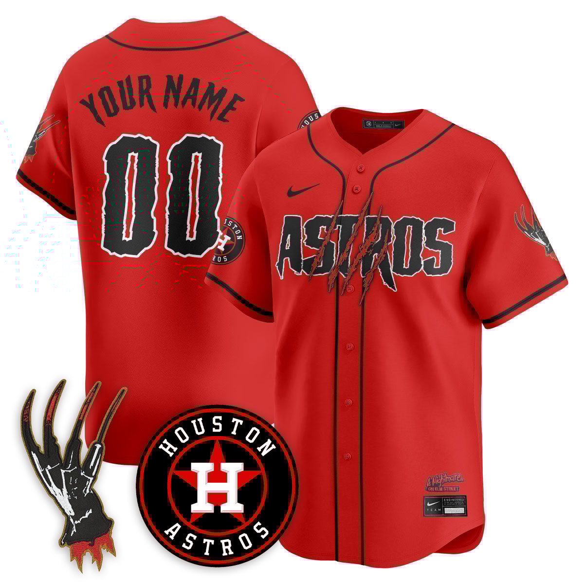 Men's Houston Astros "A Nightmare on Elm Street" Jersey - Stitched