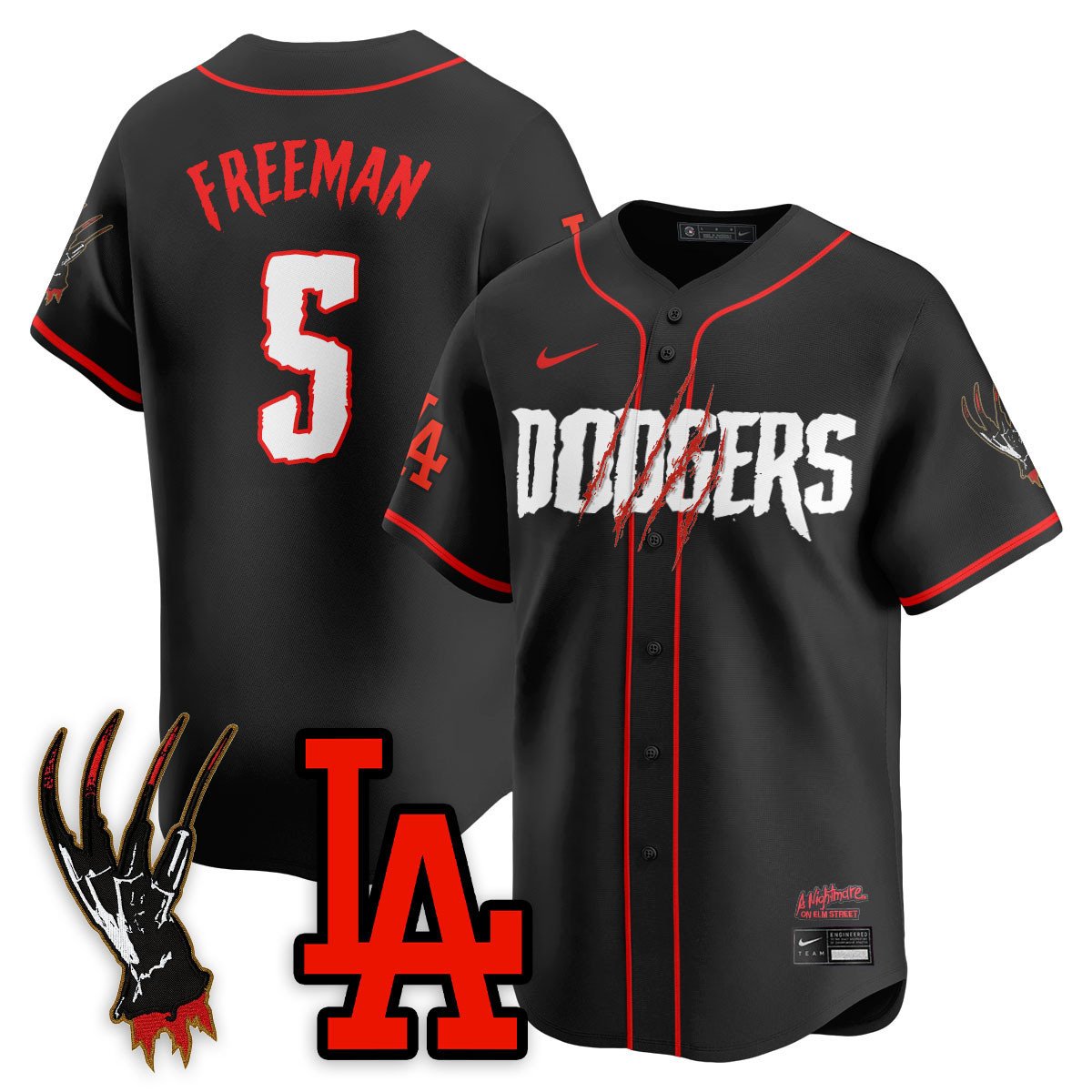 Men's Los Angeles Dodgers "A Nightmare on Elm Street" Jersey - Stitched