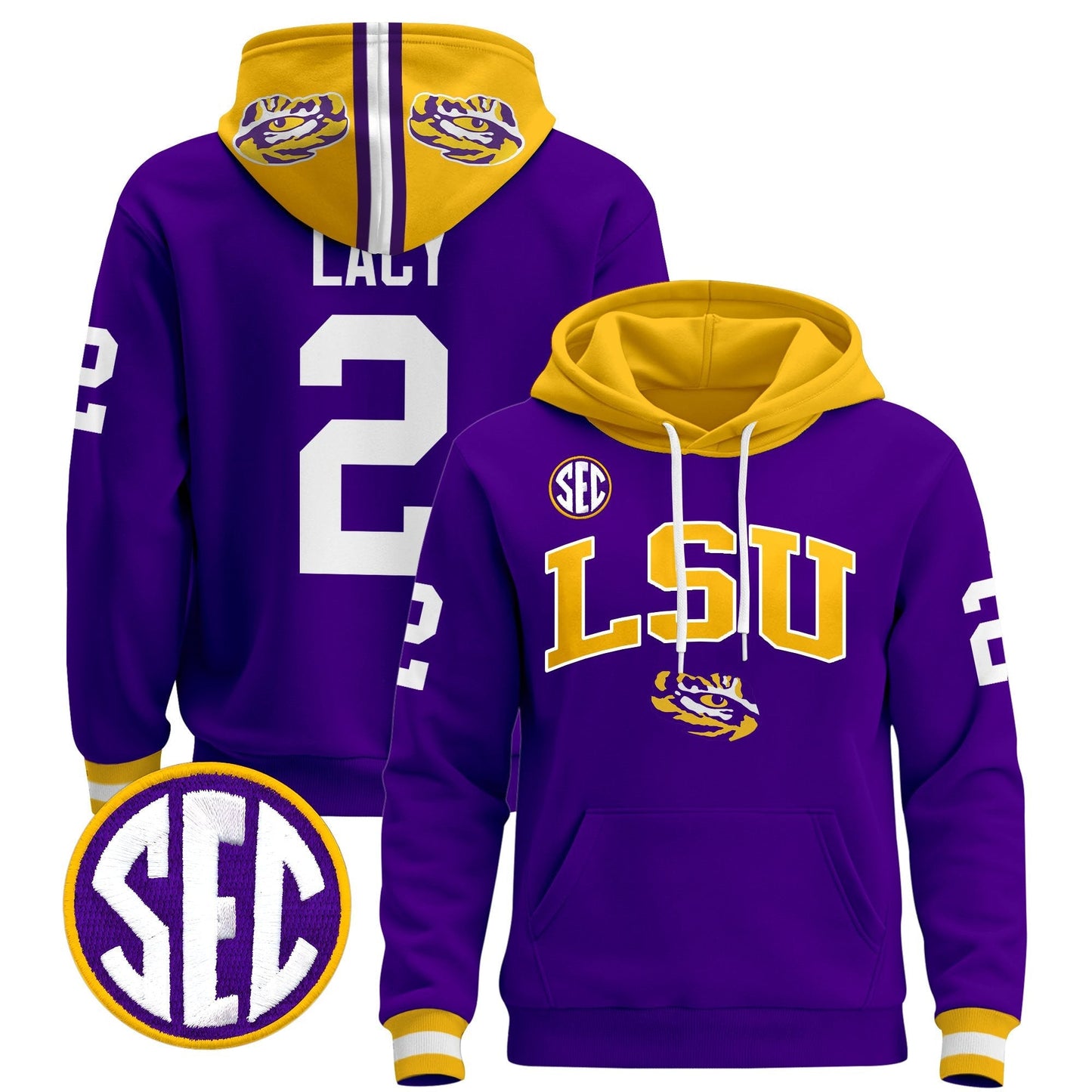 Men's LSU Tigers 2025 Premium Pullover Hoodie V2 - All Stitched