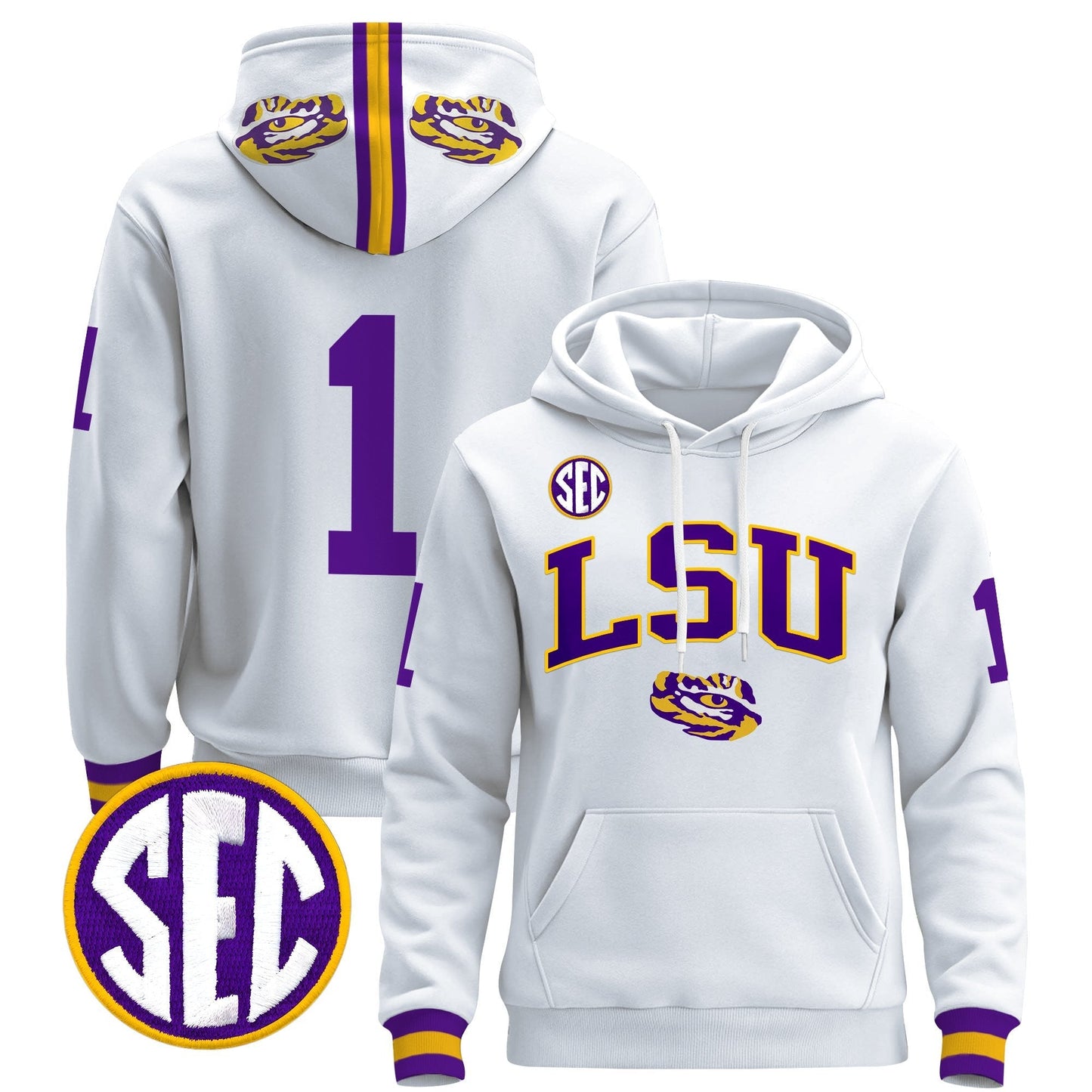 Men's LSU Tigers 2025 Premium Pullover Hoodie V2 - All Stitched