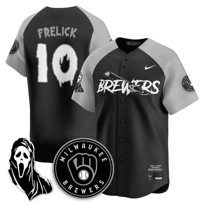 Men's Milwaukee Brewers "Scream Ghostface" Jersey - All Stitched