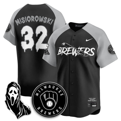 Men's Milwaukee Brewers "Scream Ghostface" Jersey - All Stitched