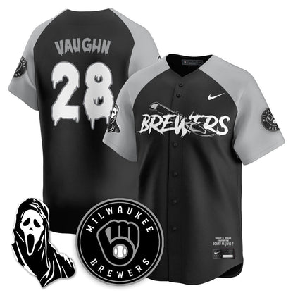 Men's Milwaukee Brewers "Scream Ghostface" Jersey - All Stitched