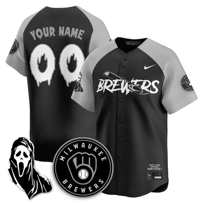 Men's Milwaukee Brewers "Scream Ghostface" Jersey - All Stitched