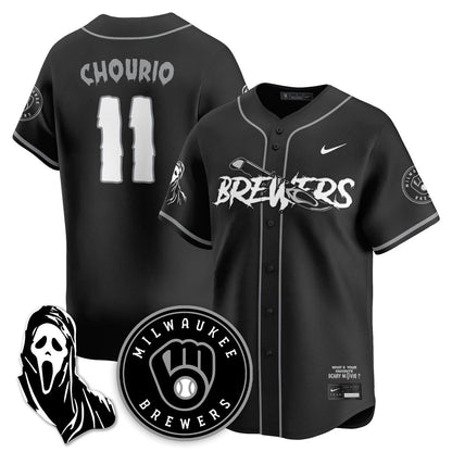 Men's Milwaukee Brewers "Scream Ghostface" Jersey - All Stitched