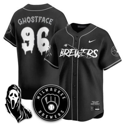 Men's Milwaukee Brewers "Scream Ghostface" Jersey - All Stitched