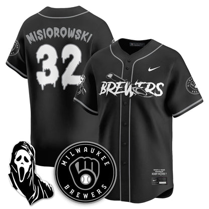 Men's Milwaukee Brewers "Scream Ghostface" Jersey - All Stitched