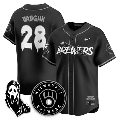 Men's Milwaukee Brewers "Scream Ghostface" Jersey - All Stitched
