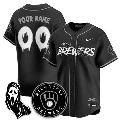 Men's Milwaukee Brewers "Scream Ghostface" Jersey - All Stitched