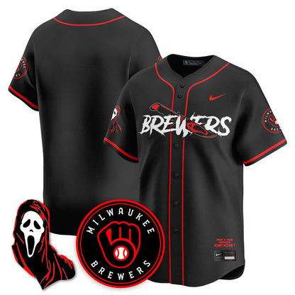 Men's Milwaukee Brewers "Scream Ghostface" Jersey - All Stitched