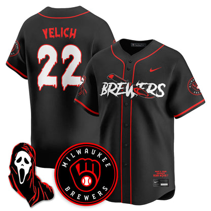 Men's Milwaukee Brewers "Scream Ghostface" Jersey - All Stitched