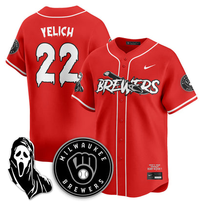 Men's Milwaukee Brewers "Scream Ghostface" Jersey - All Stitched