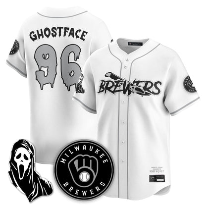 Men's Milwaukee Brewers "Scream Ghostface" Jersey - All Stitched