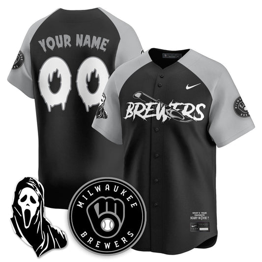 Milwaukee Brewers "Scream Ghostface" Custom Jersey - All Stitched