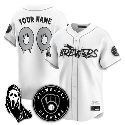 Milwaukee Brewers "Scream Ghostface" Custom Jersey - All Stitched
