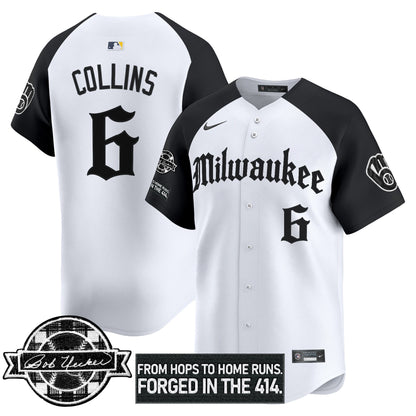 Men's Milwaukee Brewers Bob Uecker Patch Vapor Premier Limited Jersey - Gothic Edition - All Stitched