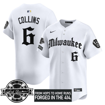 Men's Milwaukee Brewers Bob Uecker Patch Vapor Premier Limited Jersey - Gothic Edition - All Stitched