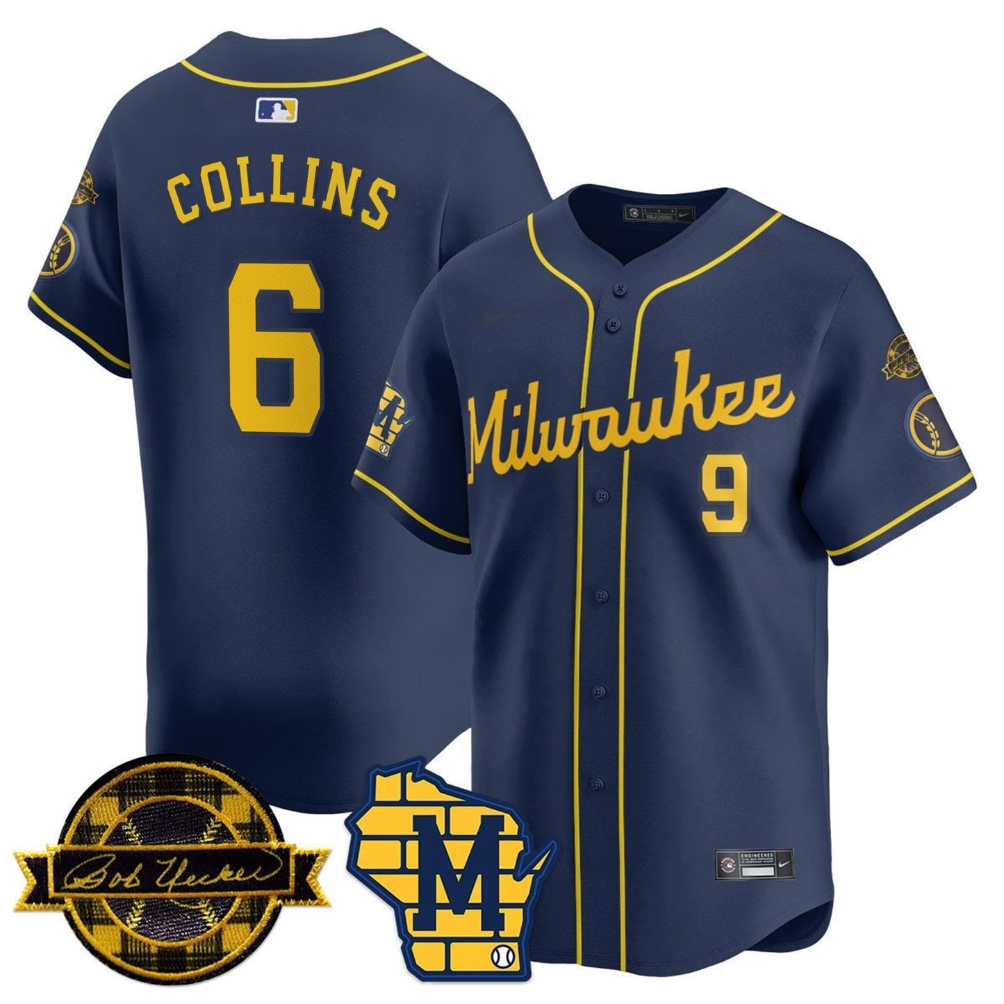 Men's Milwaukee Brewers Bob Uecker Patch Vapor Limited Jersey - All Stitched