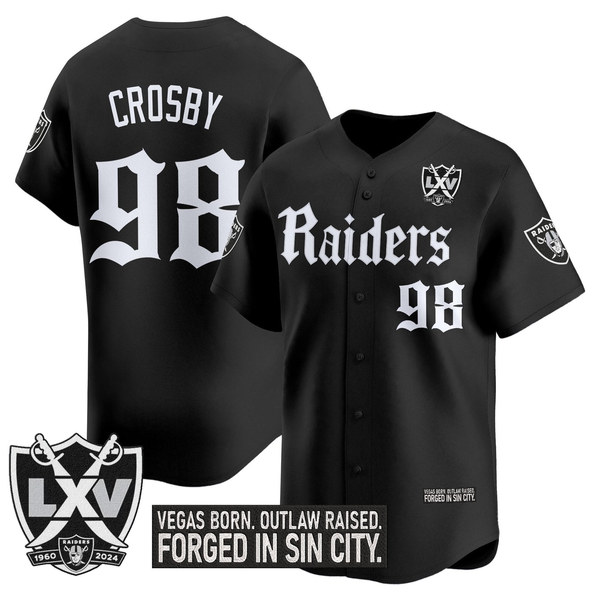 Men's Las Vegas Raiders 'Gothic Sin City Shadows Edition' Vapor Baseball Jersey - All Stitched