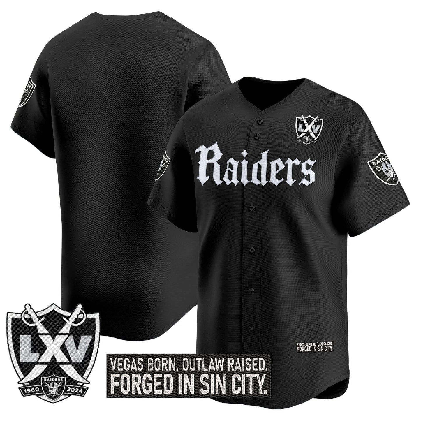 Men's Las Vegas Raiders 'Gothic Sin City Shadows Edition' Vapor Baseball Jersey - All Stitched