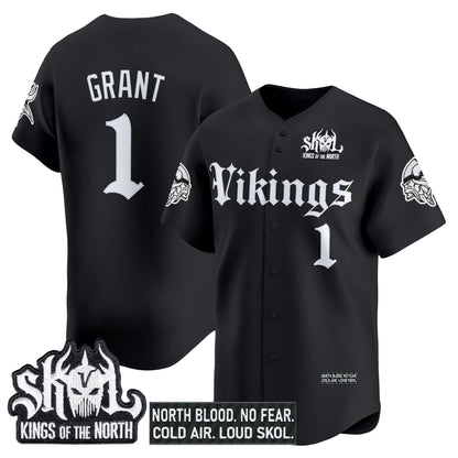 Men's Minnesota Vikings 'Gothic Norseblood Edition' Vapor Baseball Jersey - All Stitched