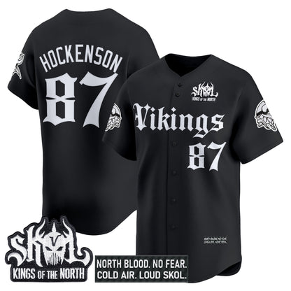 Men's Minnesota Vikings 'Gothic Norseblood Edition' Vapor Baseball Jersey - All Stitched