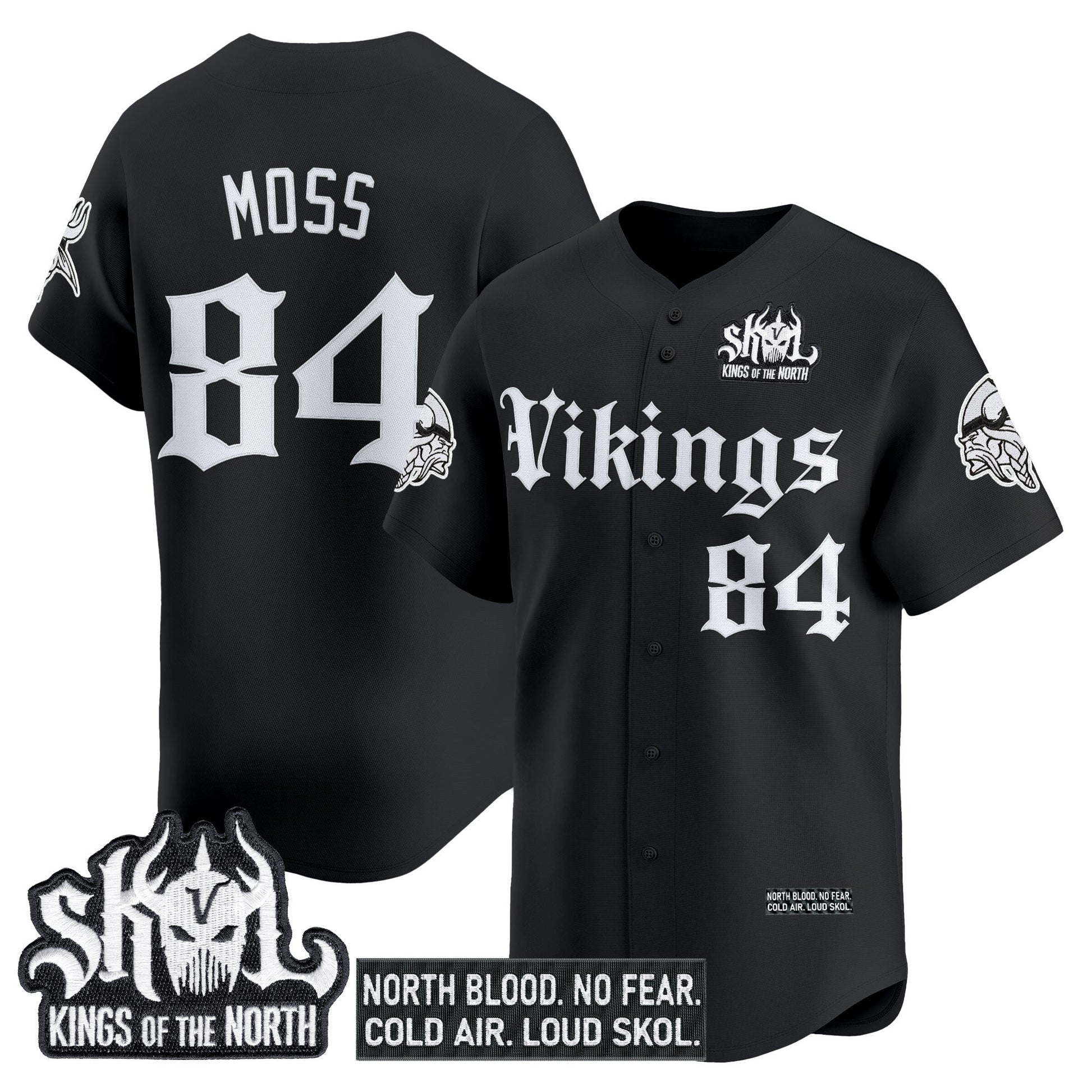 Men's Minnesota Vikings 'Gothic Norseblood Edition' Vapor Baseball Jersey - All Stitched