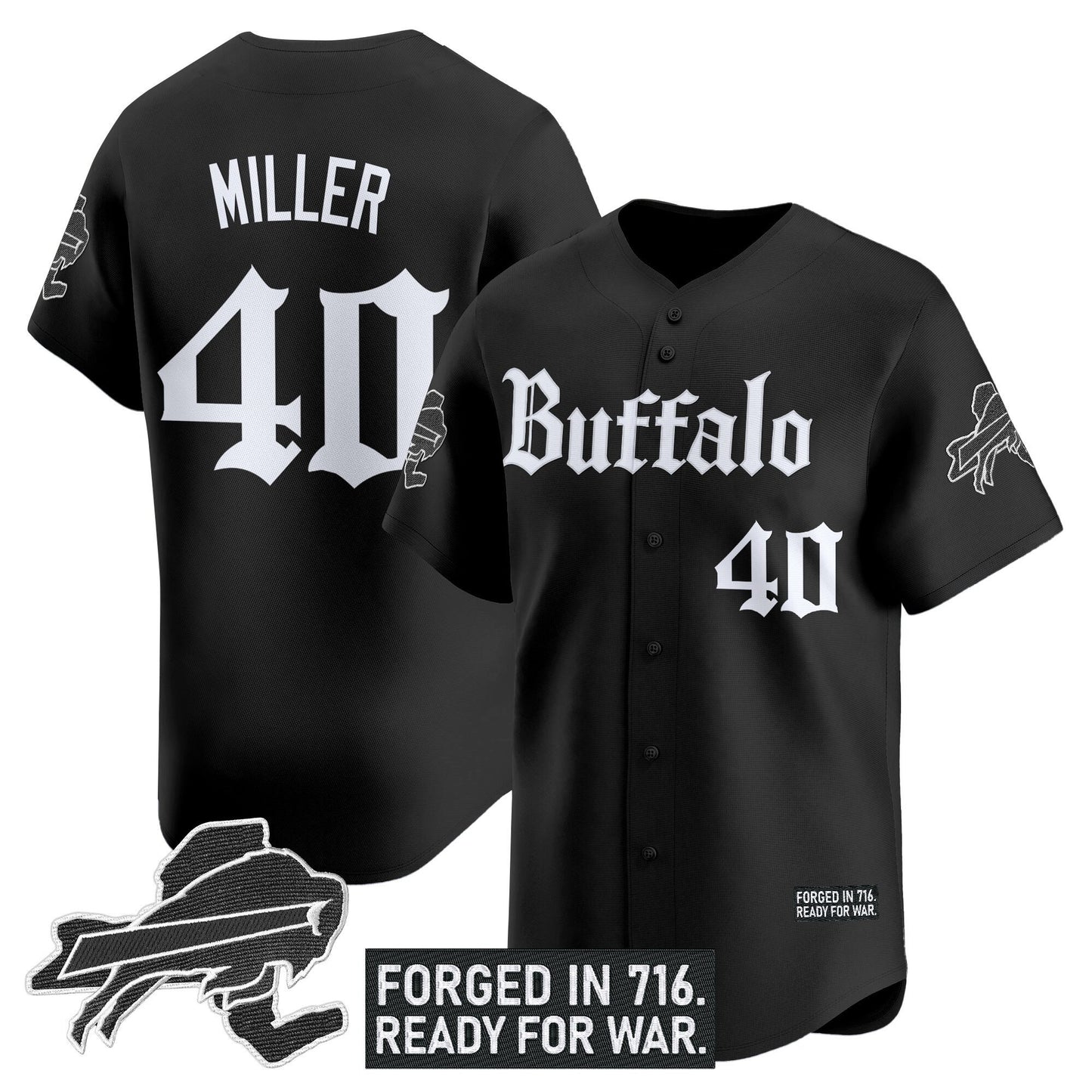 Men's Buffalo Bills 'Gothic Cold Front Edition' Vapor Baseball Jersey - All Stitched