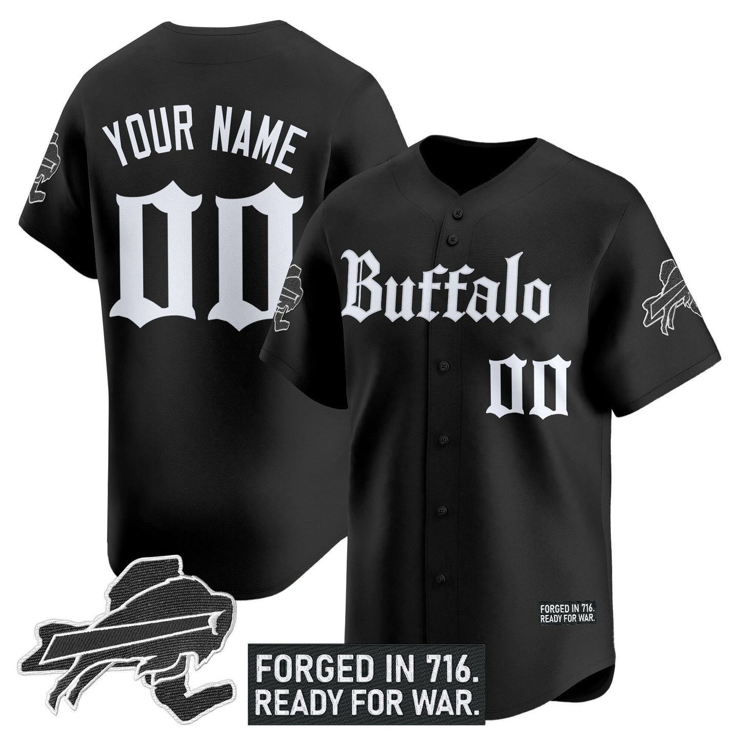 Buffalo Bills 'Gothic Cold Front Edition' Vapor Baseball Custom Jersey - All Stitched