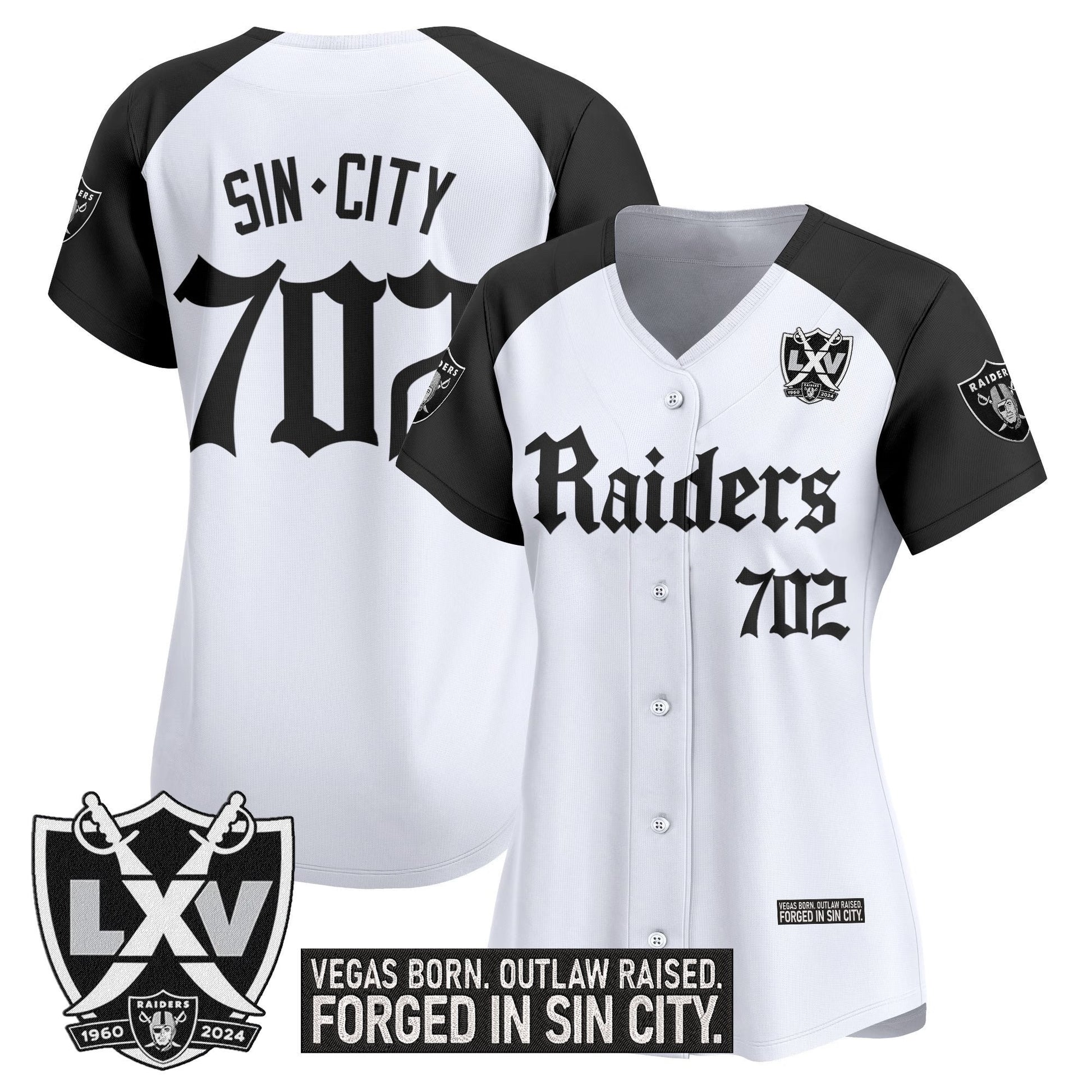 Women's Las Vegas Raiders 'Gothic Sin City Shadows Edition' Vapor Baseball Jersey - All Stitched