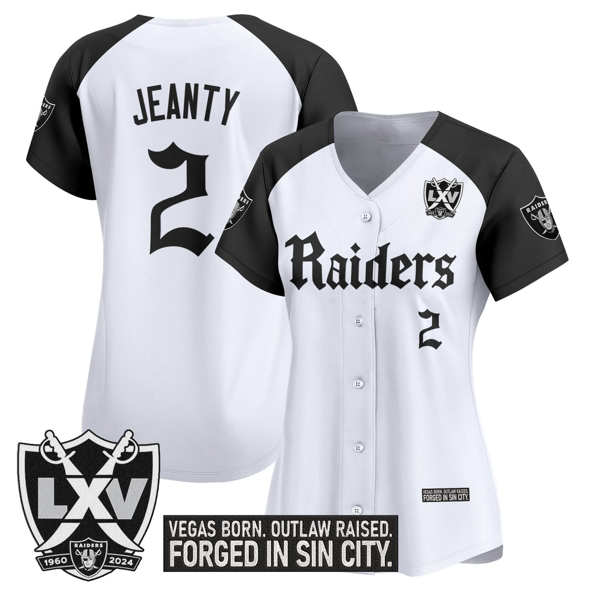 Women's Las Vegas Raiders 'Gothic Sin City Shadows Edition' Vapor Baseball Jersey - All Stitched