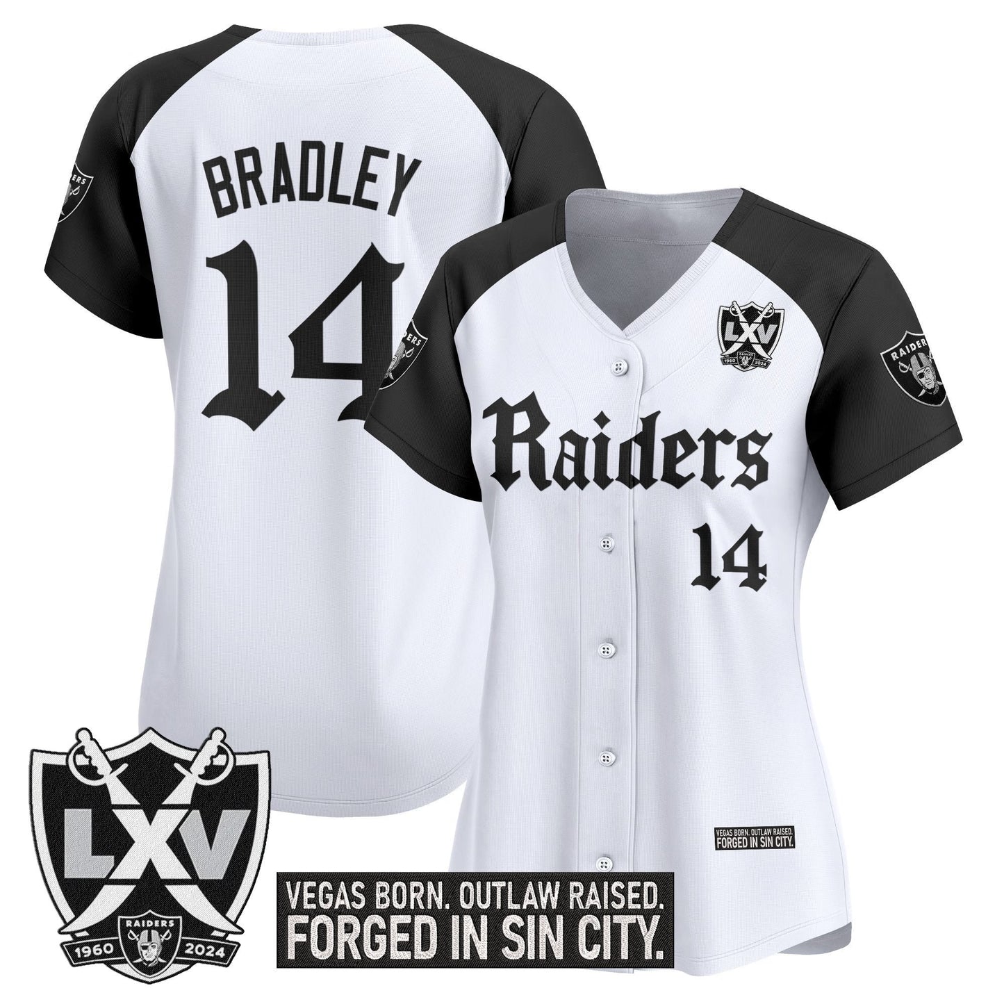 Women's Las Vegas Raiders 'Gothic Sin City Shadows Edition' Vapor Baseball Jersey - All Stitched
