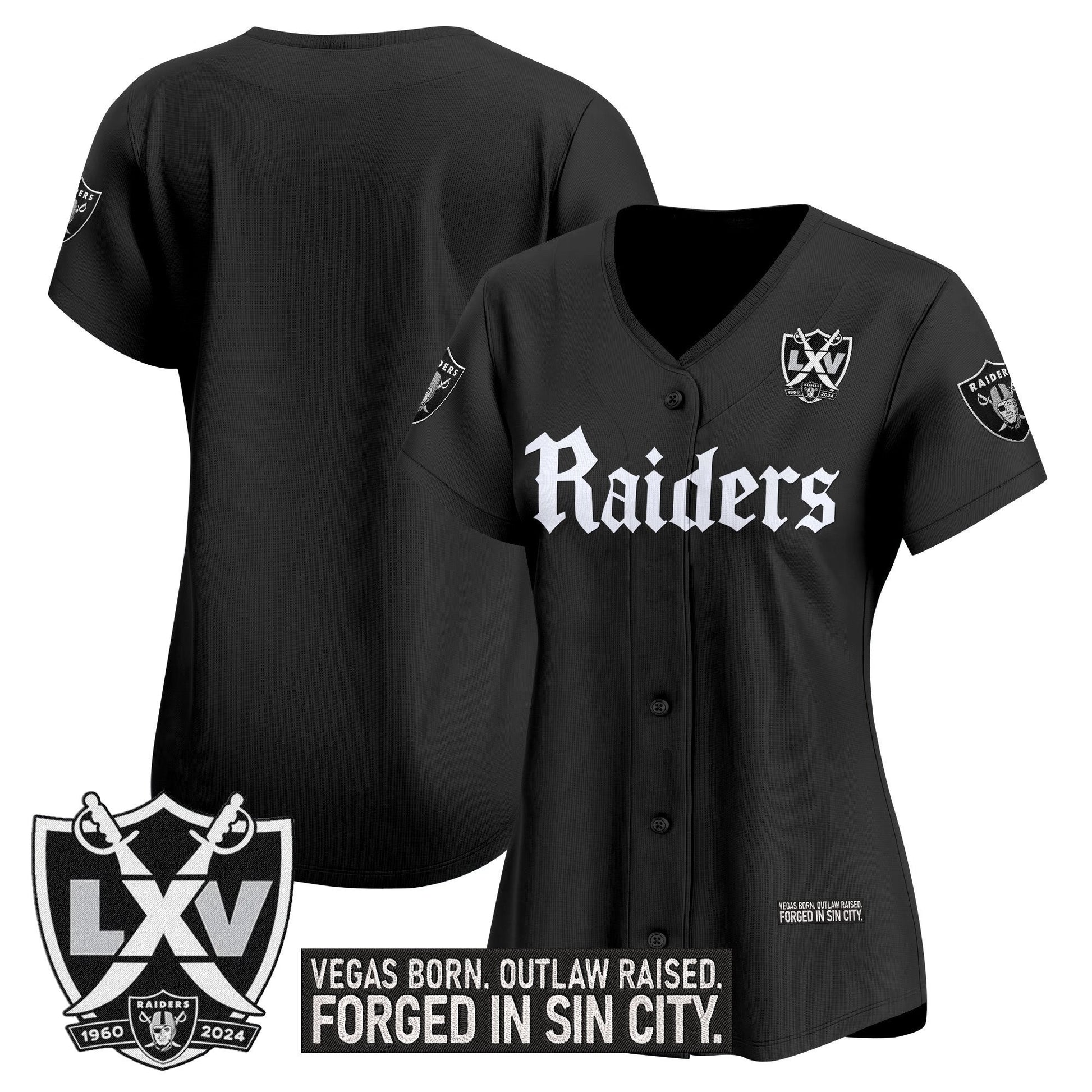 Women's Las Vegas Raiders 'Gothic Sin City Shadows Edition' Vapor Baseball Jersey - All Stitched