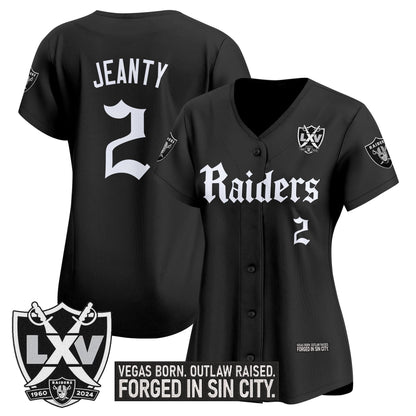 Women's Las Vegas Raiders 'Gothic Sin City Shadows Edition' Vapor Baseball Jersey - All Stitched
