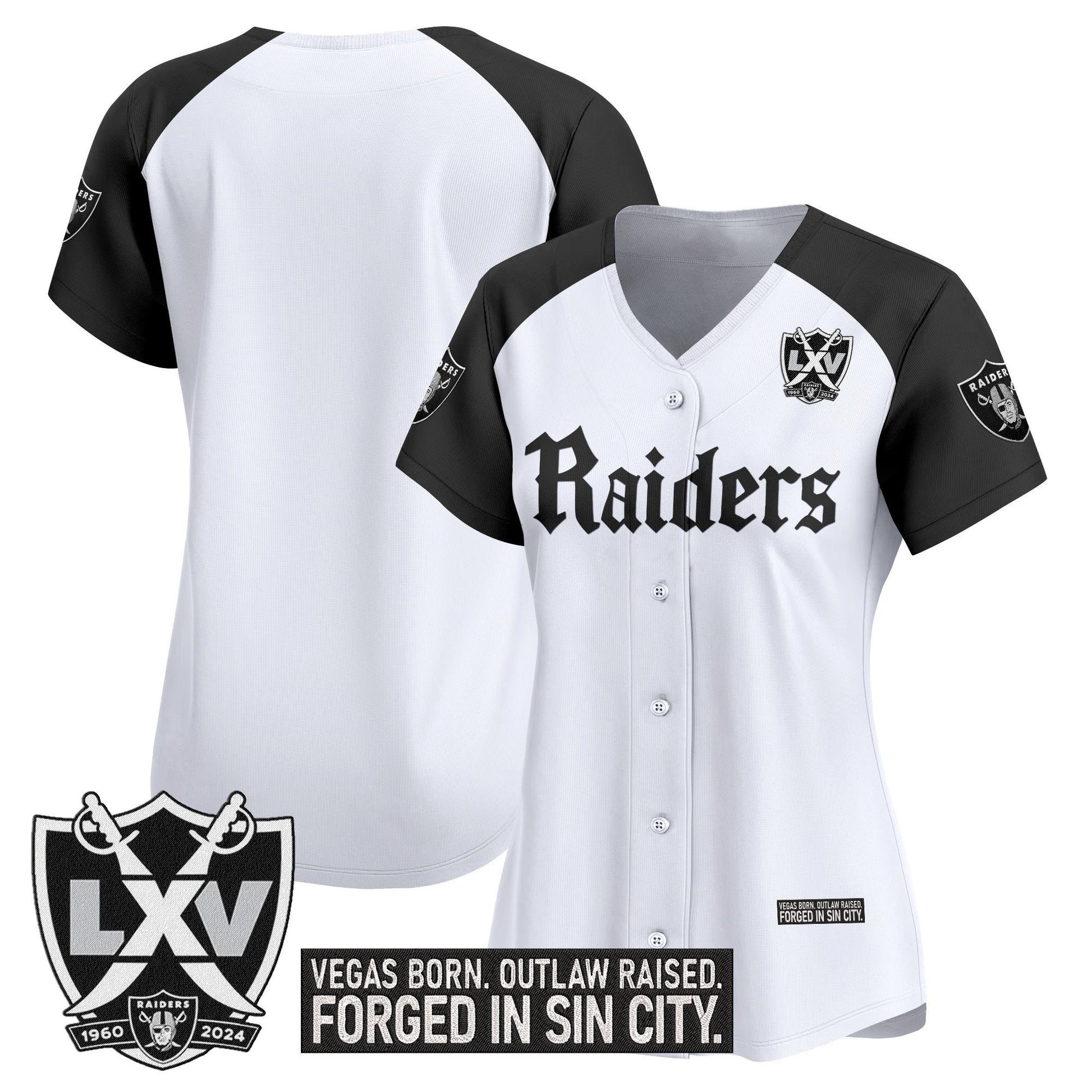 Women's Las Vegas Raiders 'Gothic Sin City Shadows Edition' Vapor Baseball Jersey - All Stitched