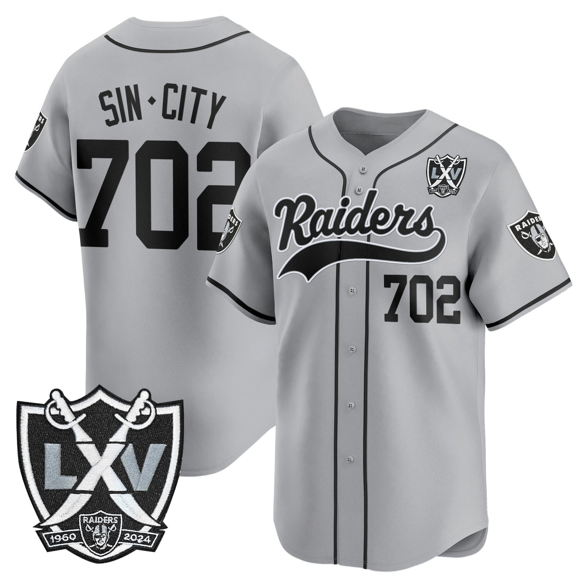 Las Vegas Raiders 65th Anniversary Patch Vapor Baseball Jersey - All Stitched