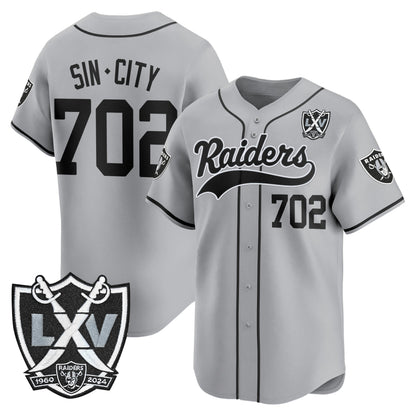 Las Vegas Raiders 65th Anniversary Patch Vapor Baseball Jersey - All Stitched