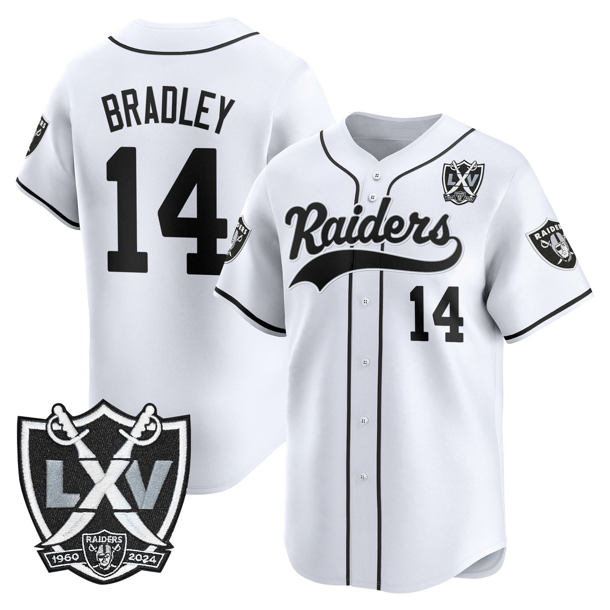 Las Vegas Raiders 65th Anniversary Patch Vapor Baseball Jersey - All Stitched