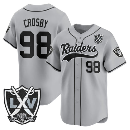 Las Vegas Raiders 65th Anniversary Patch Vapor Baseball Jersey - All Stitched