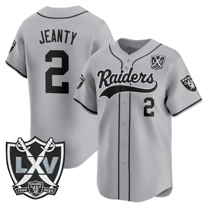 Las Vegas Raiders 65th Anniversary Patch Vapor Baseball Jersey - All Stitched