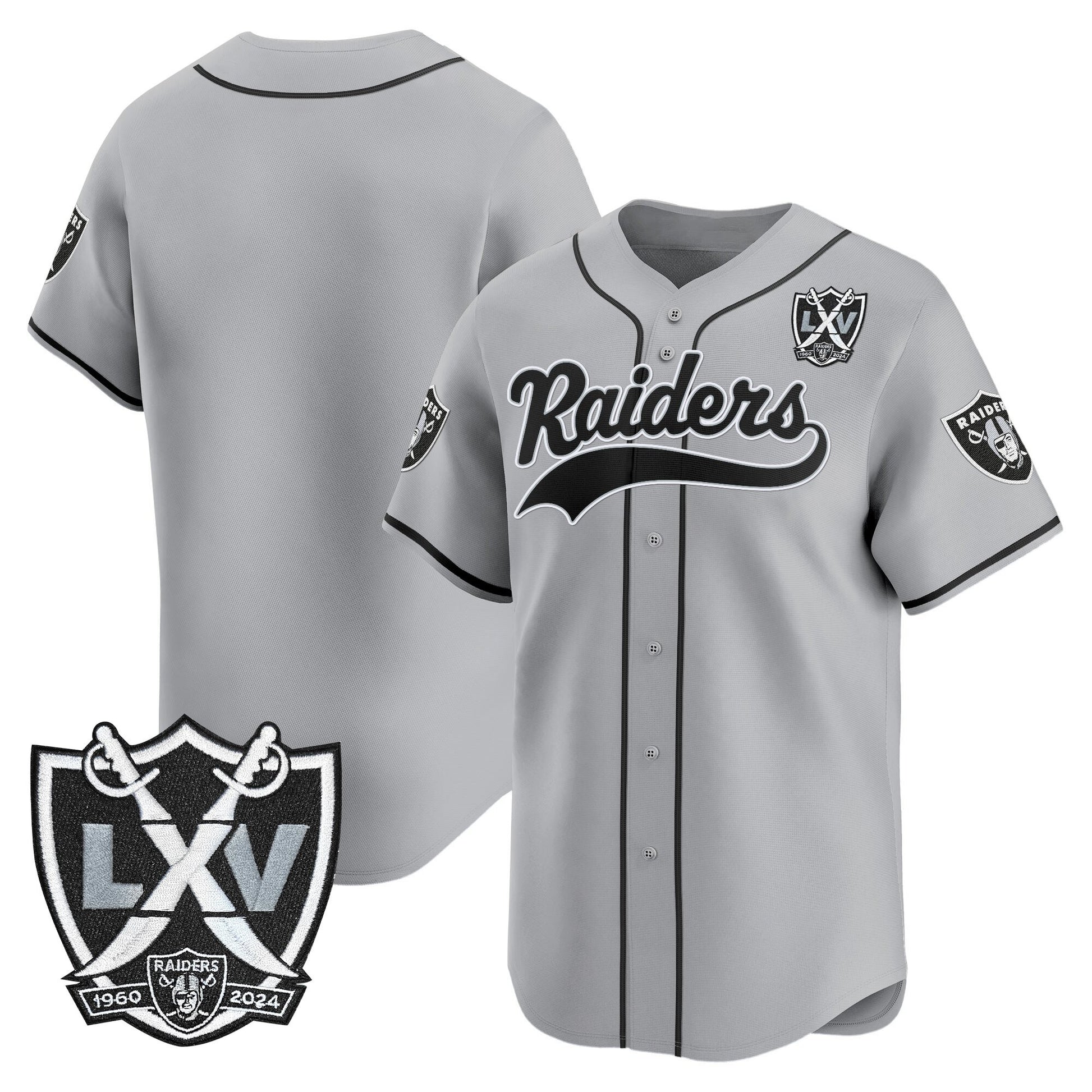 Las Vegas Raiders 65th Anniversary Patch Vapor Baseball Jersey - All Stitched