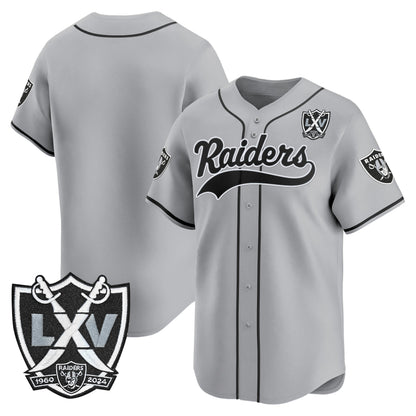 Las Vegas Raiders 65th Anniversary Patch Vapor Baseball Jersey - All Stitched