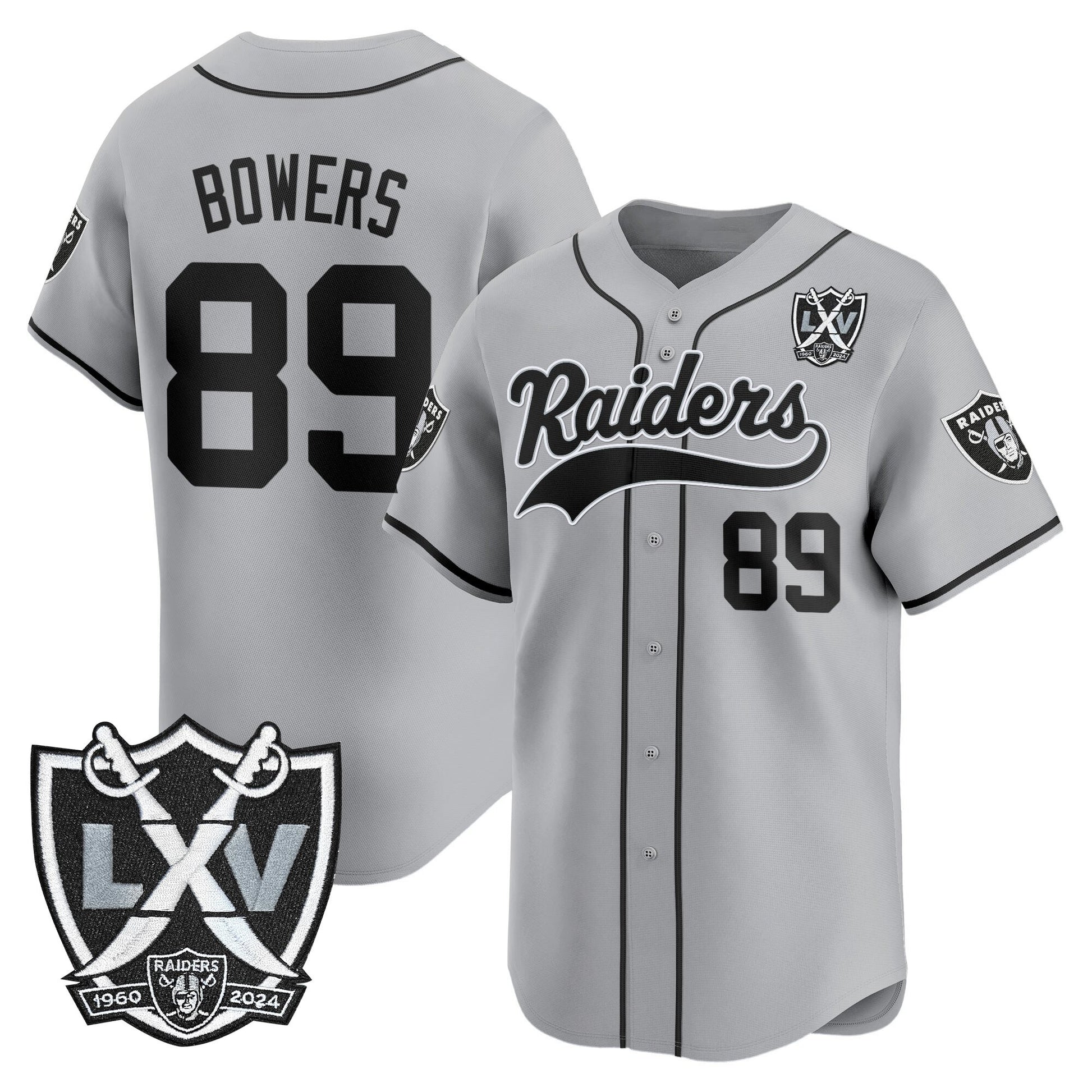 Las Vegas Raiders 65th Anniversary Patch Vapor Baseball Jersey - All Stitched